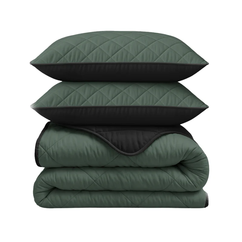Lazy Dekbed Zonder Overtrek - Double Face - Groen/Zwart