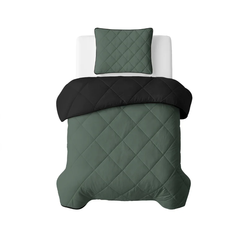 Lazy Dekbed Zonder Overtrek - Double Face - Groen/Zwart - Image 11
