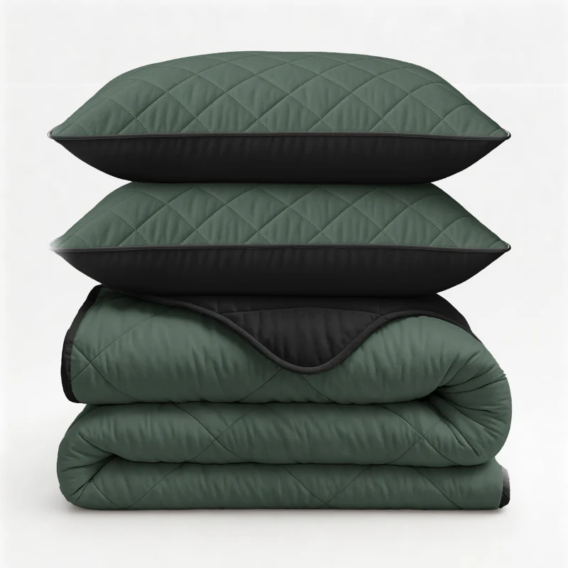 Lazy Dekbed Zonder Overtrek - Double Face - Groen/Zwart - Image 12