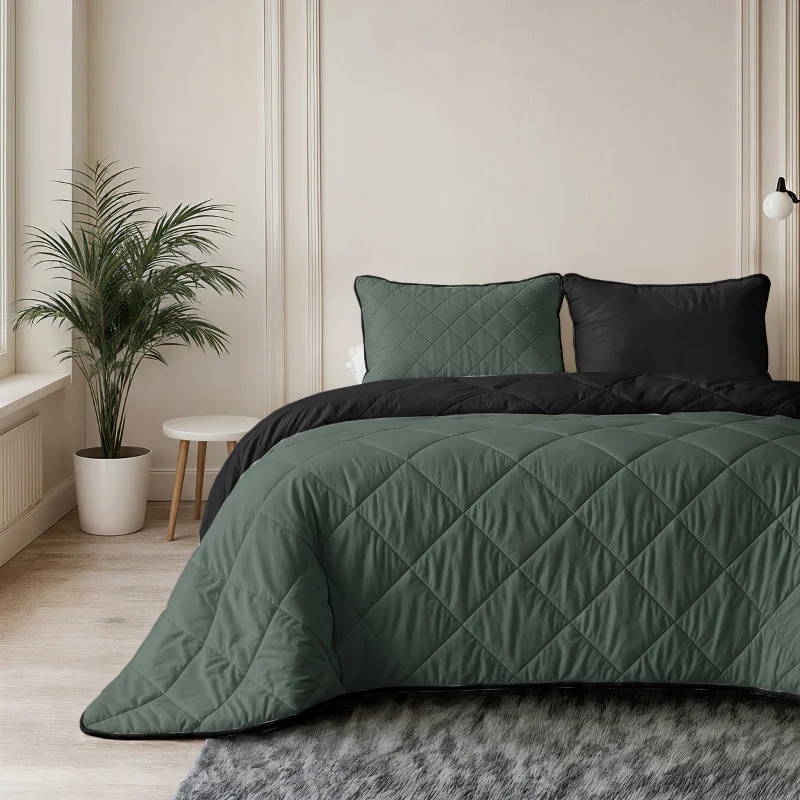 Lazy Dekbed Zonder Overtrek - Double Face - Groen/Zwart - Image 2