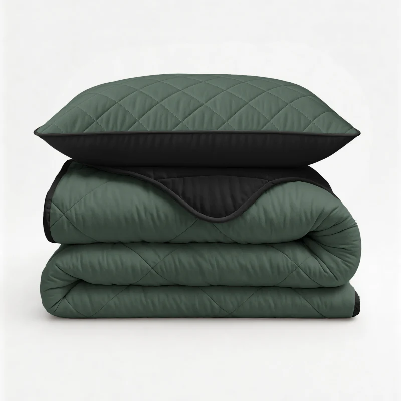 Lazy Dekbed Zonder Overtrek - Double Face - Groen/Zwart - Image 9