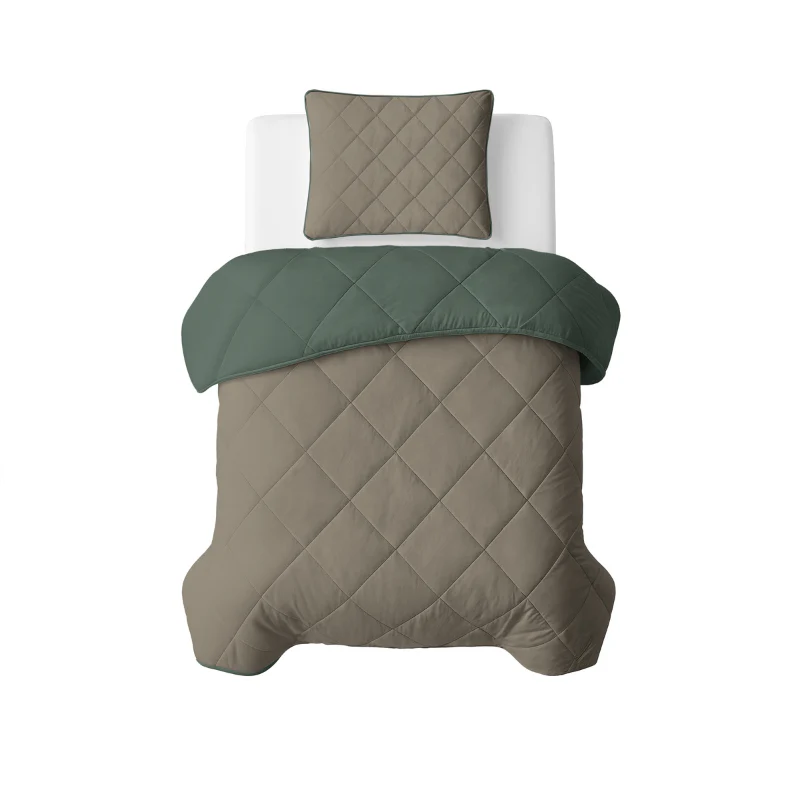 Lazy Dekbed Zonder Overtrek - Double Face - Taupe/Groen - Image 11