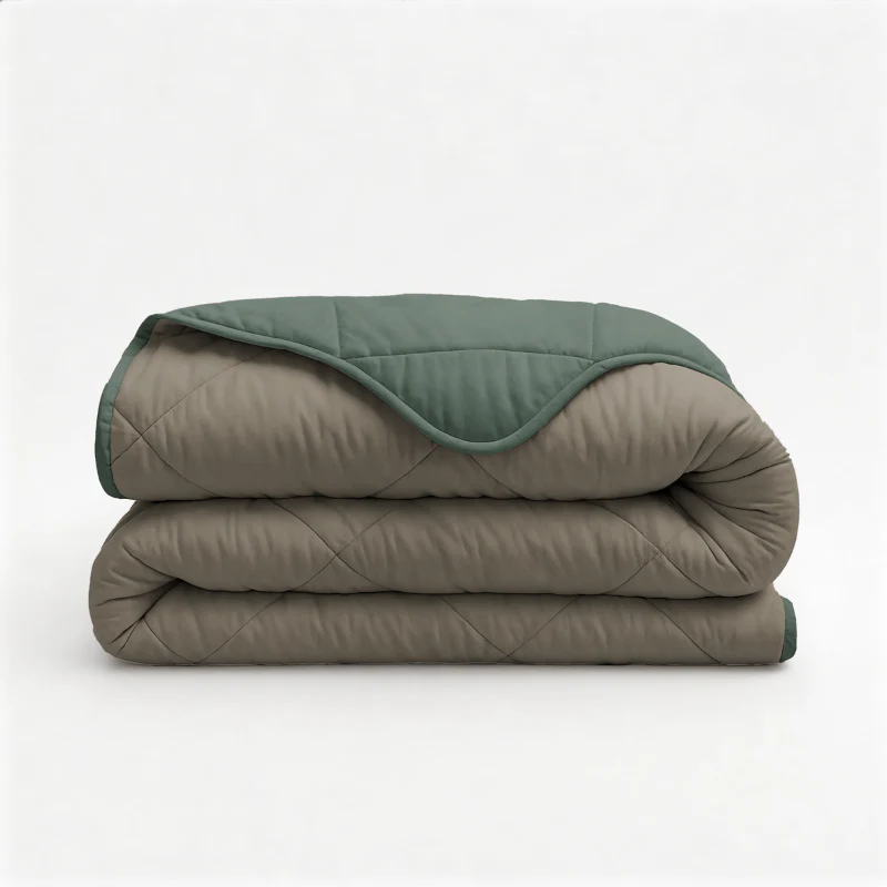 Lazy Dekbed Zonder Overtrek - Double Face - Taupe/Groen - Image 6