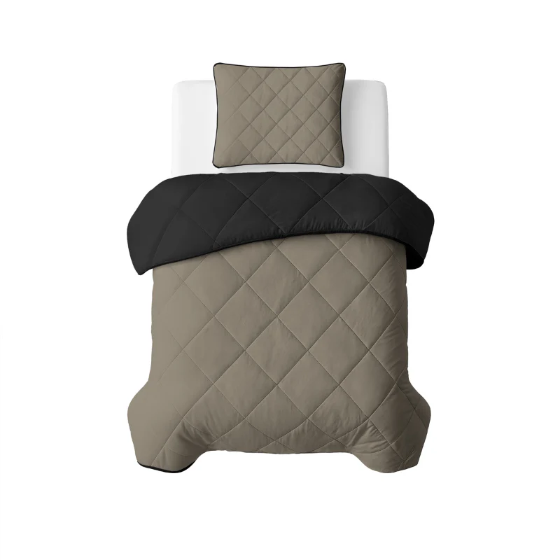 Lazy Dekbed Zonder Overtrek - Double Face - Taupe/Zwart - Image 11