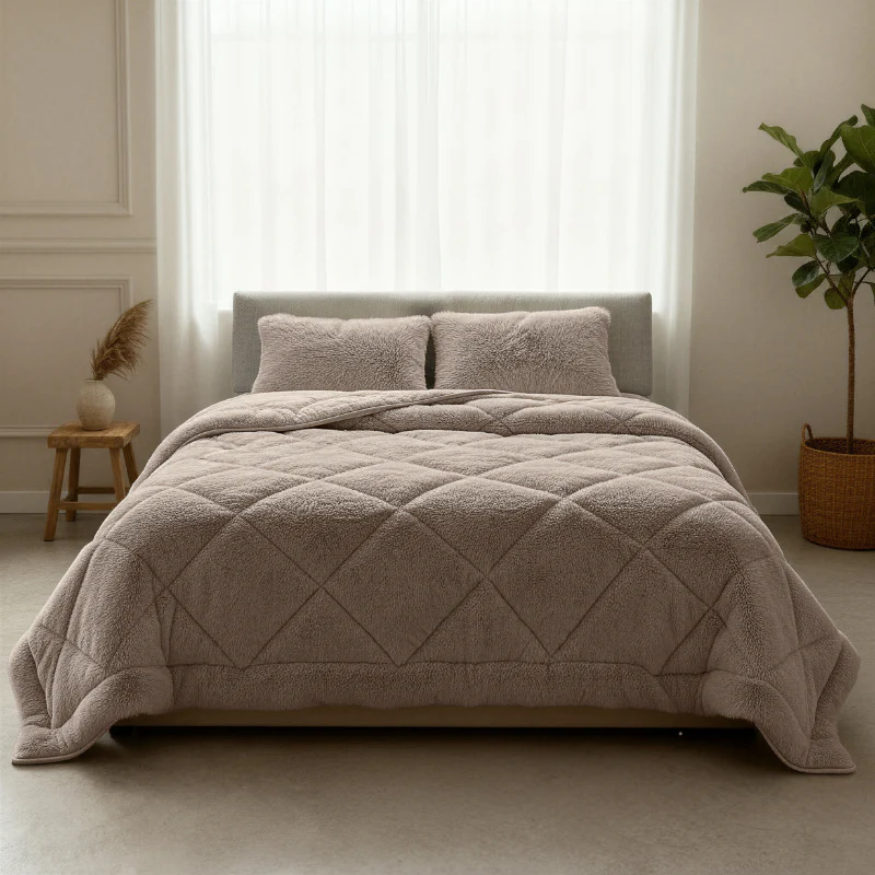 Lazy Dekbed Zonder Overtrek - Teddy Fur - Taupe - Image 2