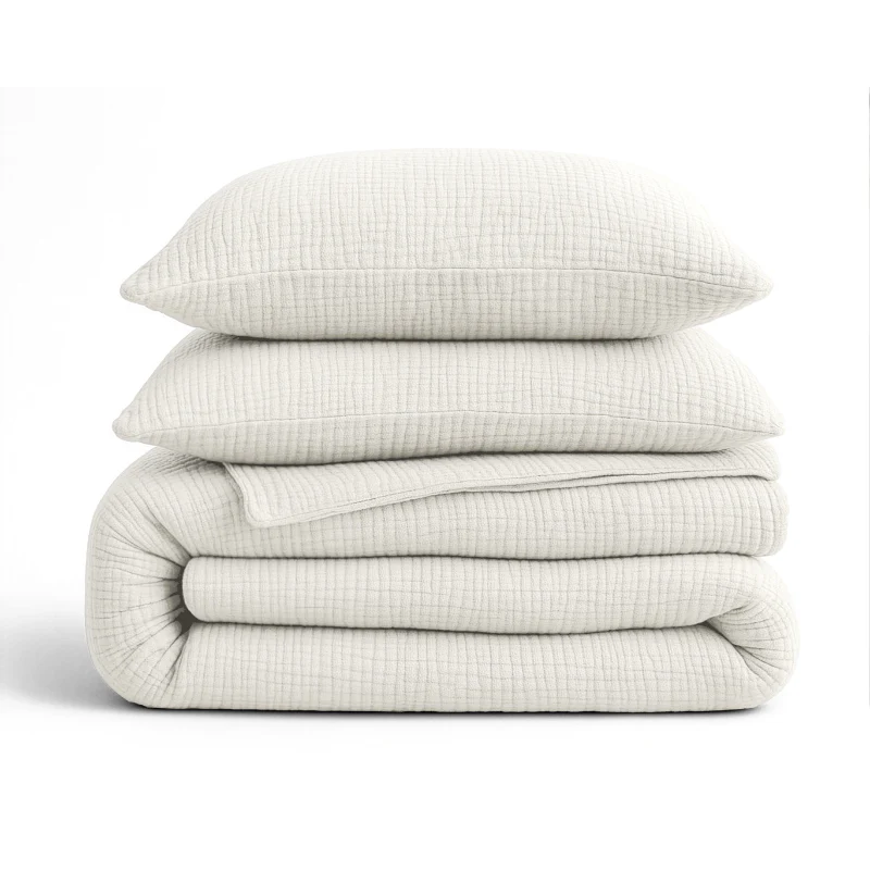 Lazy Dekbed Zonder Overtrek - Katoen Mousseline - Beige - Image 4