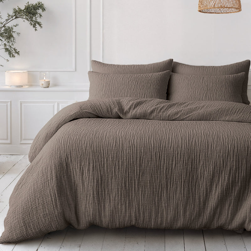 Lazy Dekbed Zonder Overtrek - Katoen Mousseline - Donker Taupe - Image 2