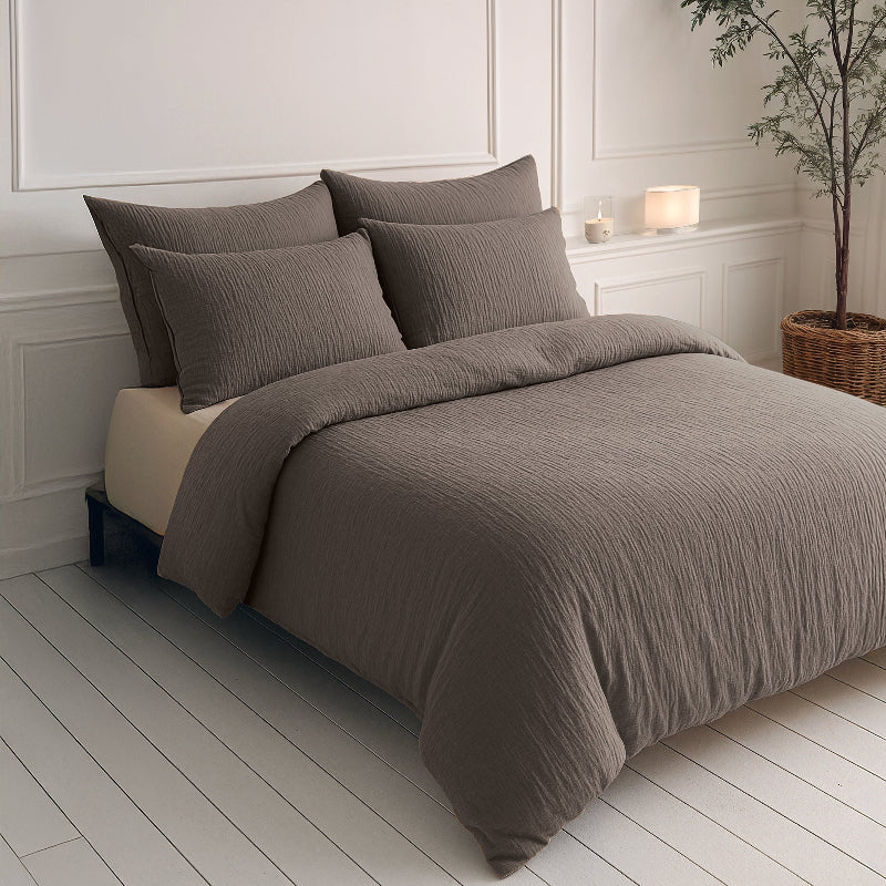 Lazy Dekbed Zonder Overtrek - Katoen Mousseline - Donker Taupe - Image 6