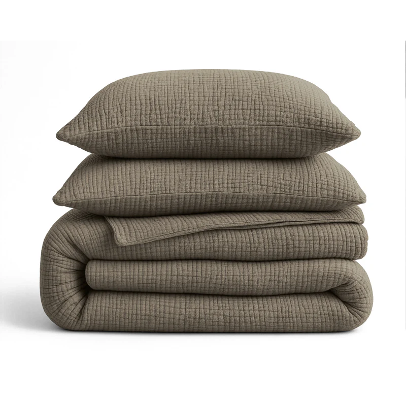 Lazy Dekbed Zonder Overtrek - Katoen Mousseline - Taupe - Image 5