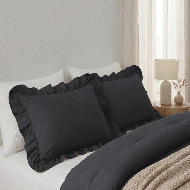 Lazy Dekbed Zonder Overtrek Ruffles - Antraciet - Image 6