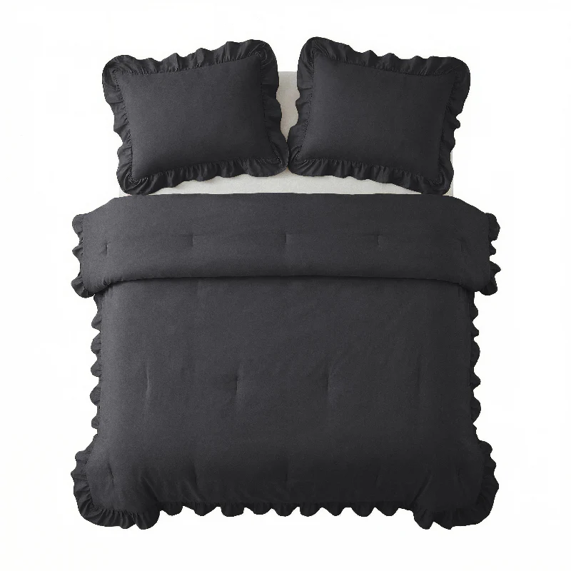 Lazy Dekbed Zonder Overtrek Ruffles - Antraciet - Image 7