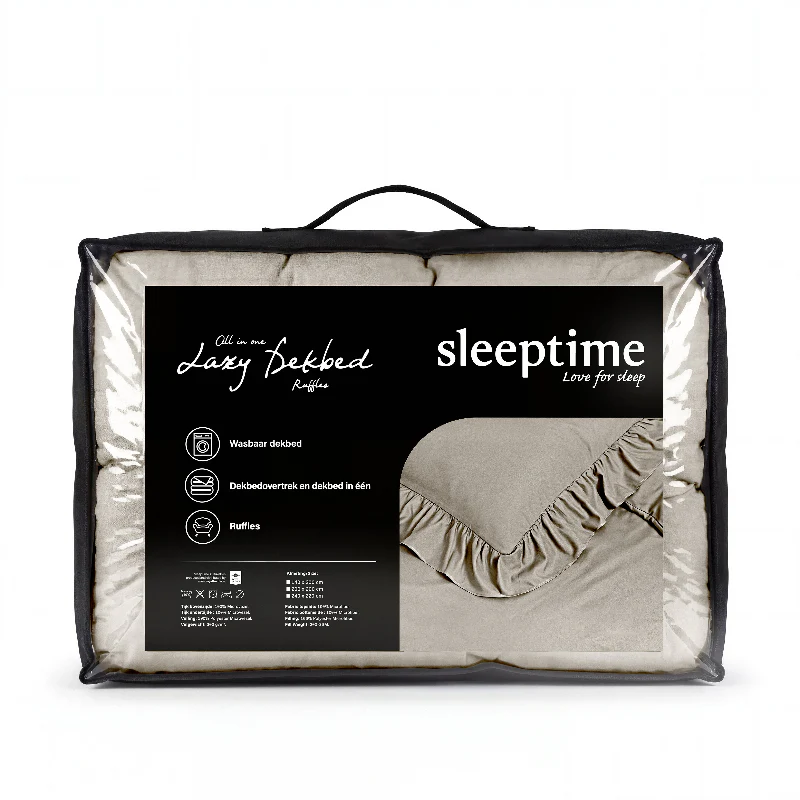 Lazy Dekbed Zonder Overtrek Ruffles - Taupe/Grijs - Image 10