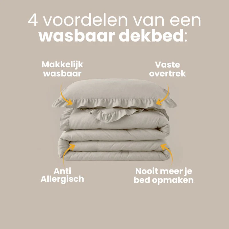 Lazy Dekbed Zonder Overtrek Ruffles - Taupe/Grijs - Image 3