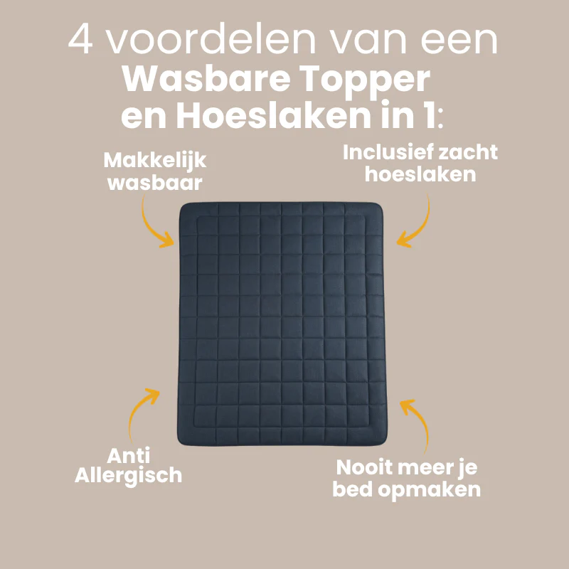 Wasbare Topper & Hoeslaken in 1 – Ultiem Slaapcomfort - Antraciet - Image 2