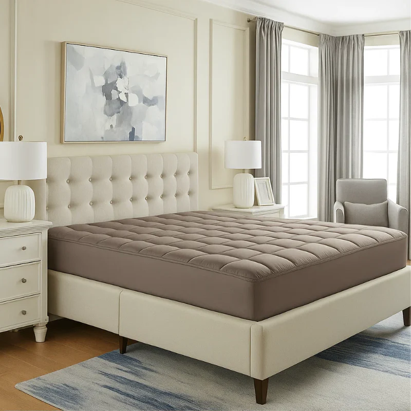 Wasbare Topper & Hoeslaken in 1 – Ultiem Slaapcomfort - Taupe - Image 6