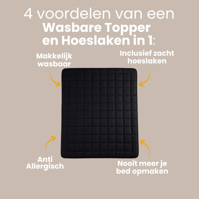 Wasbare Topper & Hoeslaken in 1 – Ultiem Slaapcomfort - Zwart - Image 2