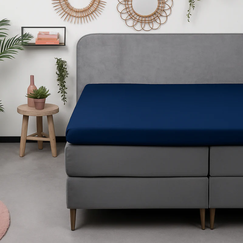 Topper Hoeslaken - Katoen Flanel - Navy - Image 2