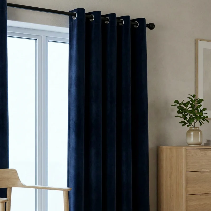 Velvet Gordijnen Verduisterend - Haken of Ringen - Navy - Image 3