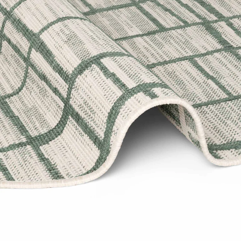 Vloerkleed Crouch Rond - Groen Wit - Image 3