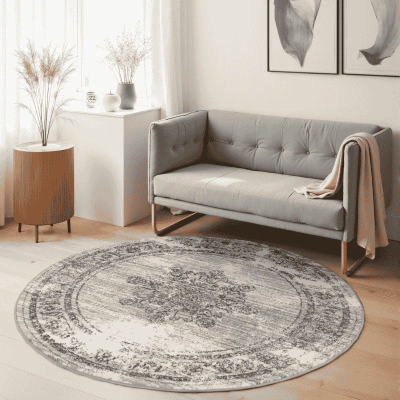 Vloerkleed Lydia Rond - Lichtgrijs